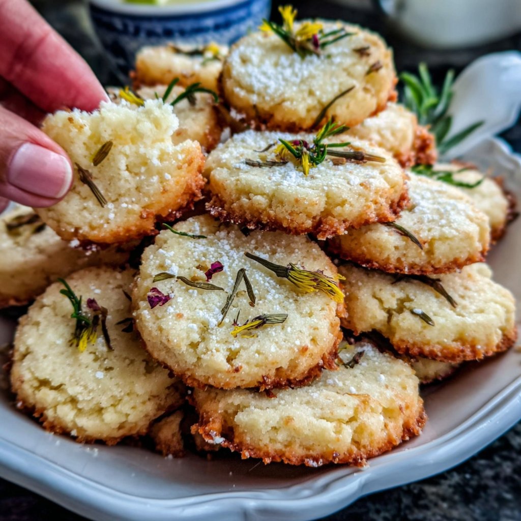 Lemon Dandelion Shortbread Cookies